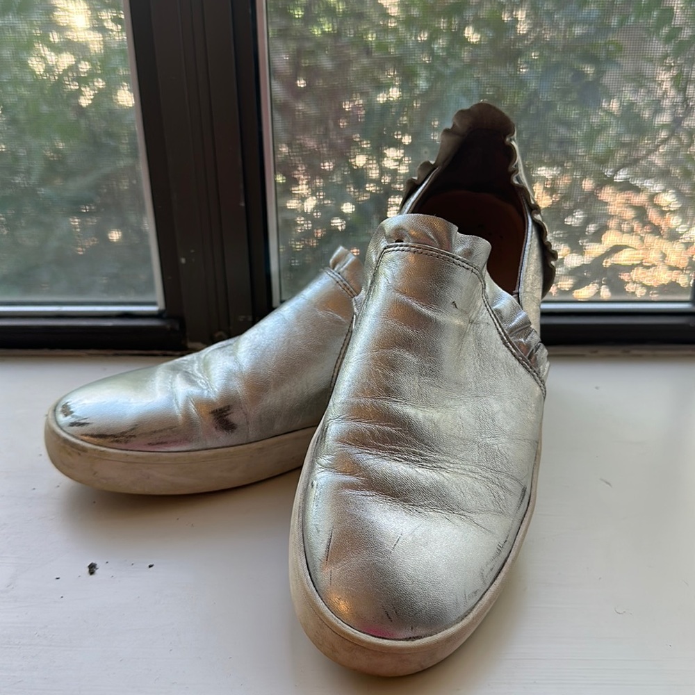 Silver slip on Kate Spade